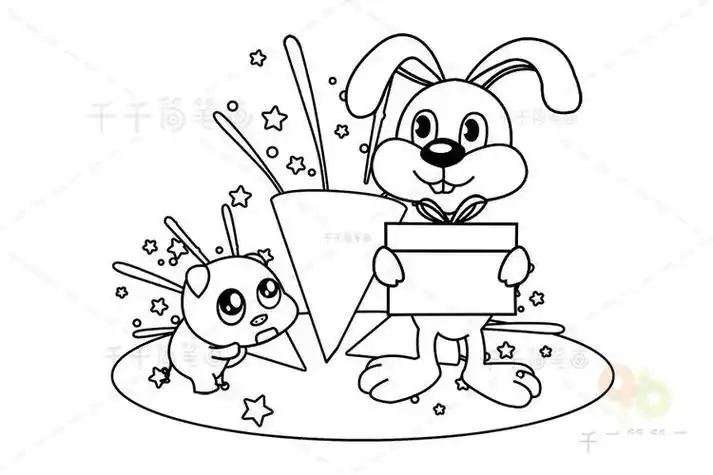 兔子与小猪的故事简笔画