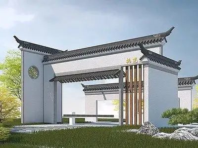 3d青瓦白墙模型下载