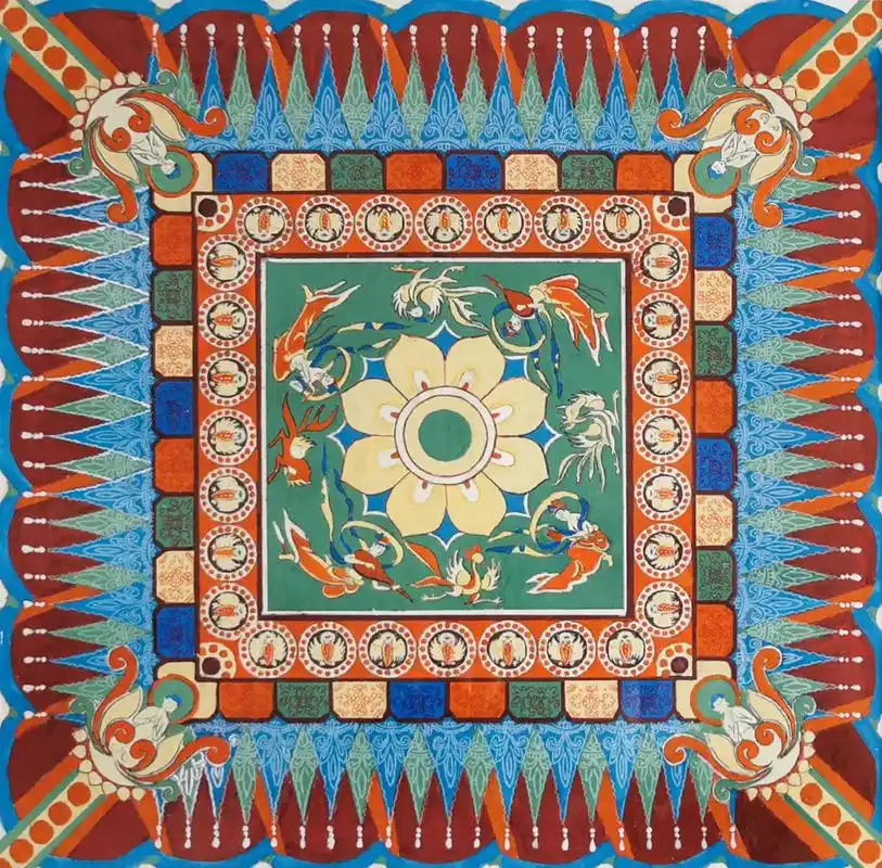 敦煌藻井图案临摩#设计#敦煌 #图案设计 #敦煌飞天 #色彩 - 抖音