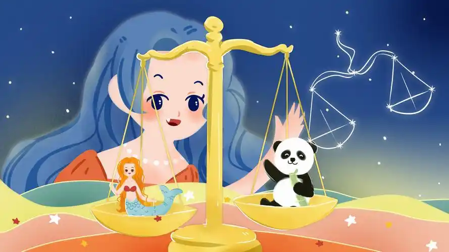 可爱的天秤座女孩插画,生肖星座-回车桌面