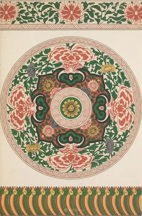 圆形鲜花植物中式传统纹样集锦中国风图片