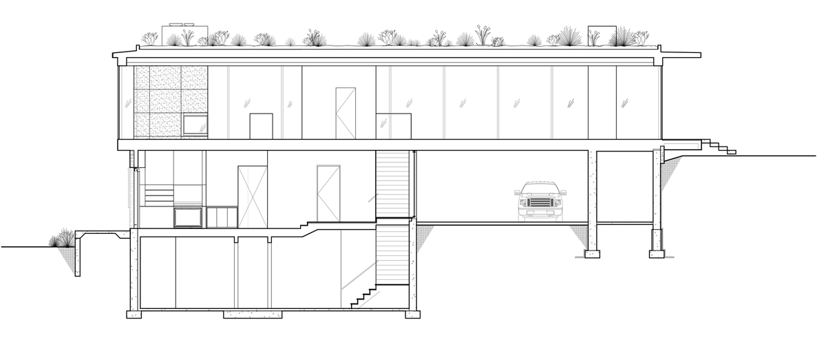 美国连绵草色间的玻璃住宅