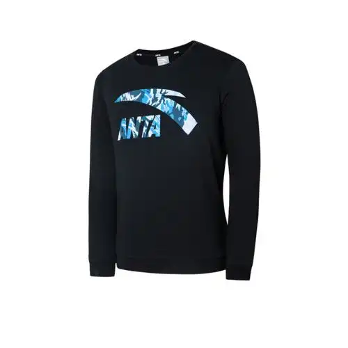 安踏男装 安踏时尚大logo套头卫衣官方旗舰店 95648702 基础黑-2 xl