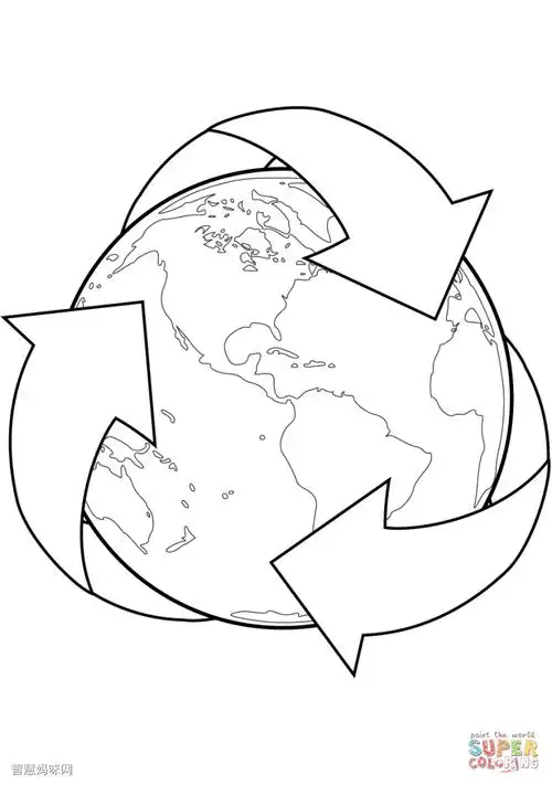 地球回收标志简笔画图片地球简笔画环保简笔画