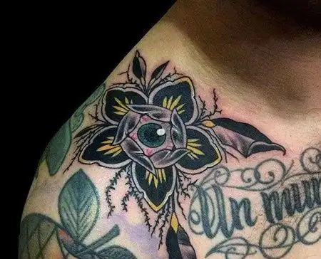 肩部new school花与眼睛