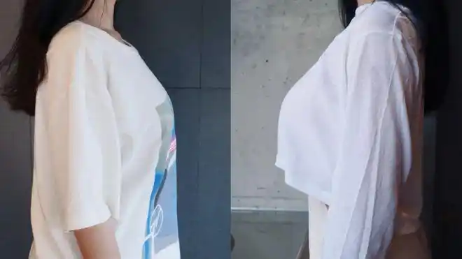 夏季宽松t恤的女生,就该知道这样的单品处理不会,侧面看往往很灾难