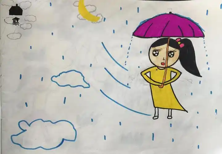 今天孩子们画《下雨了》
