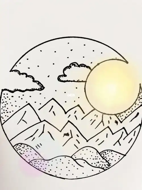 怎样教学二年级日落简笔画