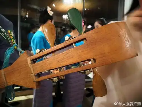 图中这位布朗族小伙叫岩的能歌善舞会弹布朗三弦琴