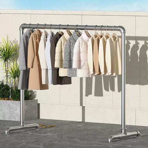 钢管晾衣架家用挂衣阳台卧室室内落地简易折叠凉衣服杆晒被子神器