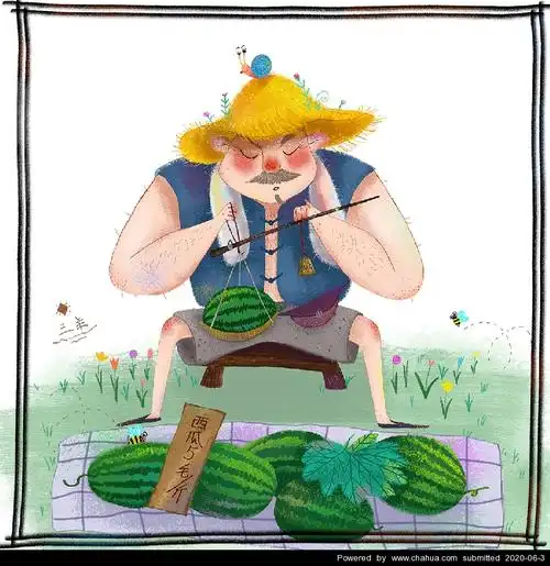 蔓妞的插画作品 - 摆摊卖西瓜 - 插画中国 - www.chahua.org