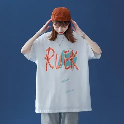 2021夏季新款港风宽松舒适t恤短袖印花百搭ins潮t3203p28控39