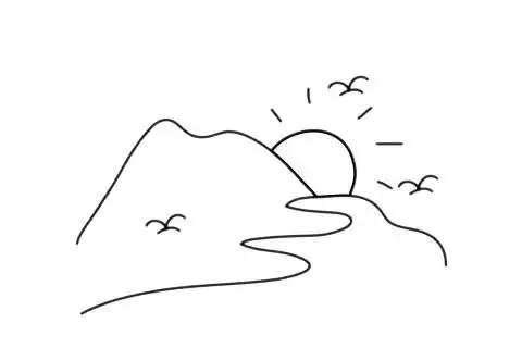 日出风景简笔画图片大全