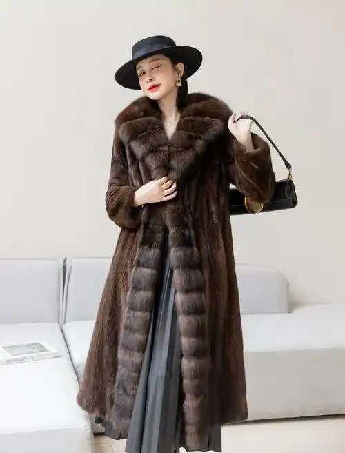新款进口俄罗斯紫貂满天星水貂皮草整貂外套貂皮大衣女-阿里巴巴