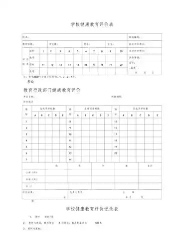 学校健康教育评价记录表