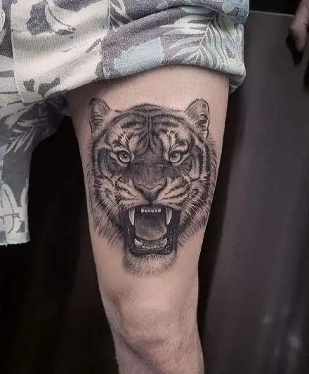 超好看的一组老虎头纹身图案2