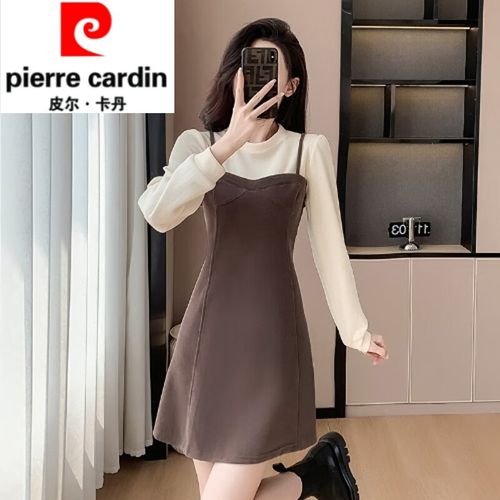 皮尔卡丹韩系复古拼接气质假两件小个子心动今年流行漂