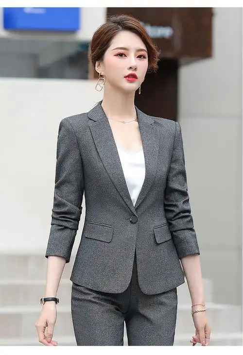 罗蒙romon职业西装女上衣外套秋冬正装黑色小西服工作服套装韩版工装