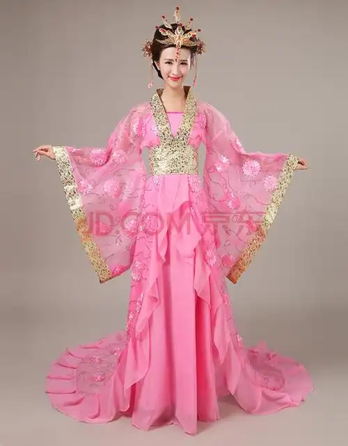 展缘古装贵妃拖尾服装仙女唐装古代女式服装演出服汉服女公主舞蹈服装