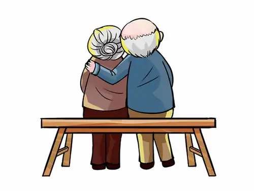 九九重阳节相互扶持的老爷爷老奶奶背影老人节敬老节手绘插画288303