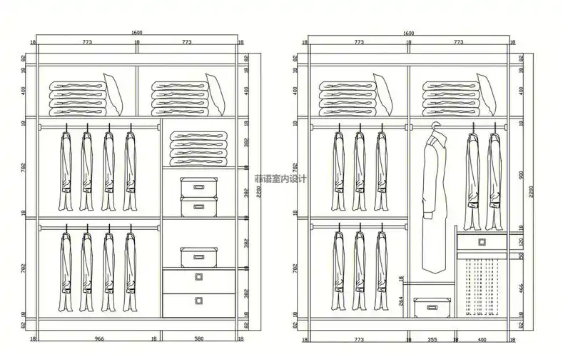 14款衣柜设计图纸附详细尺寸原创
