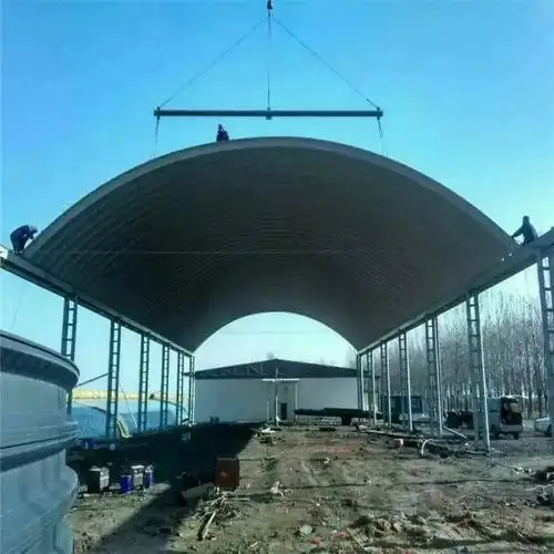 钢结构拱形棚 仓库安装 钢构料棚制作 拱形棚仓库