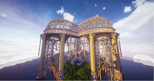 我的世界只用白色方块造出巨型建筑住在这里不需要诗和远方