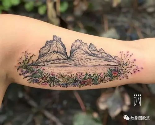 风景纹身山水画纹身图案