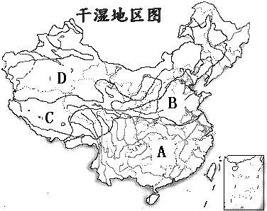 (1)根据气候的干湿程度,把我国划分为a湿润地区b半湿润地区c半干旱