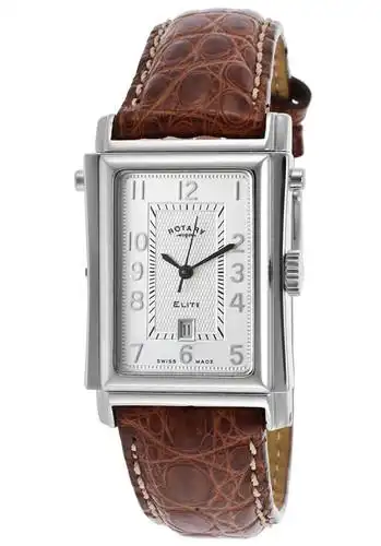 mens elite brown genuine alligator silver-tone dial - 不乱买