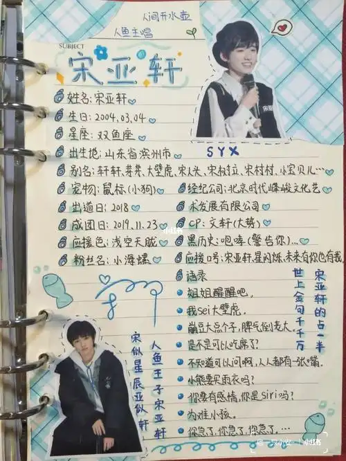 宋亚轩会一直是宋亚轩宋亚轩手帐