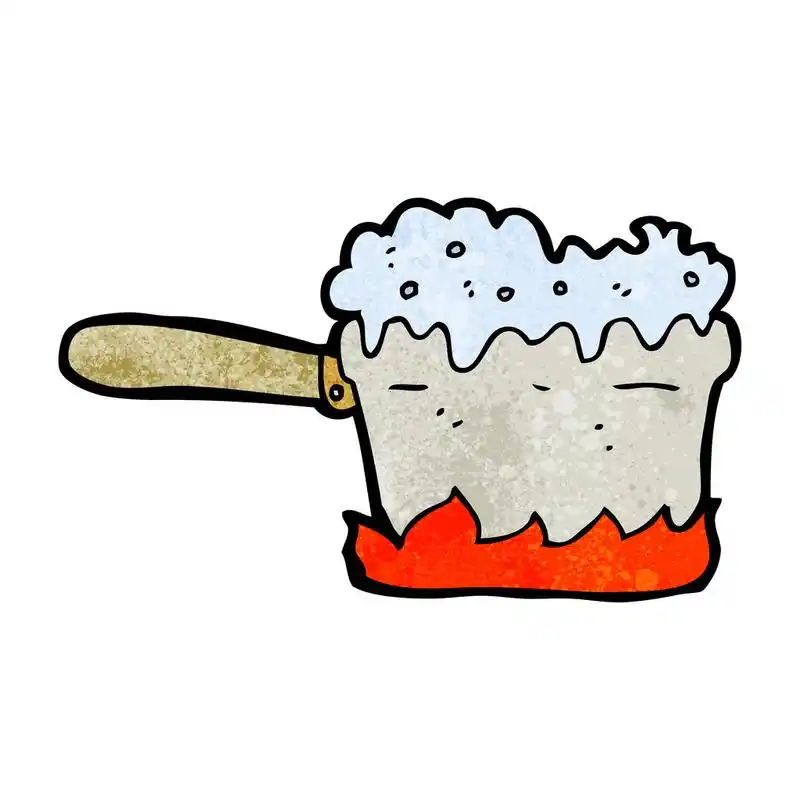 泛沸,矢量,出锅沸腾在白色背景上的卡通