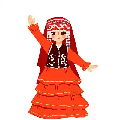 柯尔克孜族民族服饰卡通人物少数民族服装png素材卡通少数民族人数