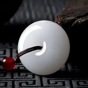 新疆和田玉吊坠羊脂白玉平安扣玉坠男女玉佩天然玉石珠宝挂件项链