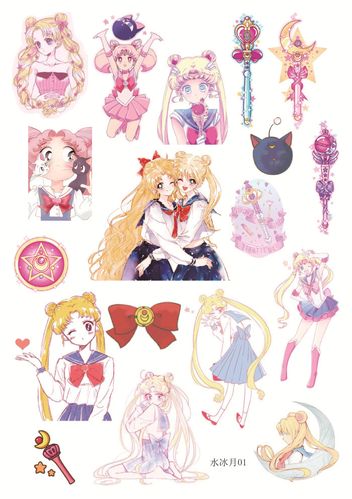 美少女战士动漫手帐贴纸少女韩国卡通卡通人人物素材贴纸
