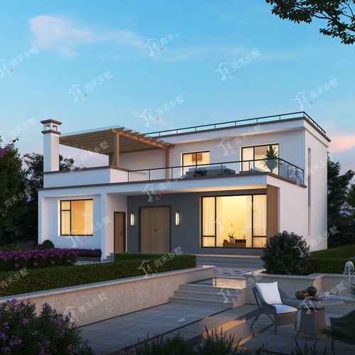 2182二层简单现代风格别墅设计图纸三间带堂屋大露台14x12米160平