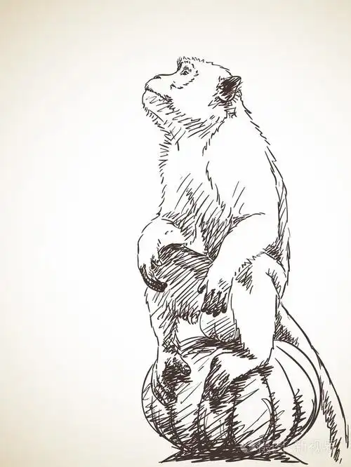 草绘的头朝上的猴子