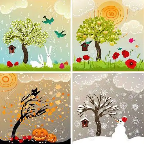 春夏秋冬四个季节图画春夏秋冬四个季节图画一年级