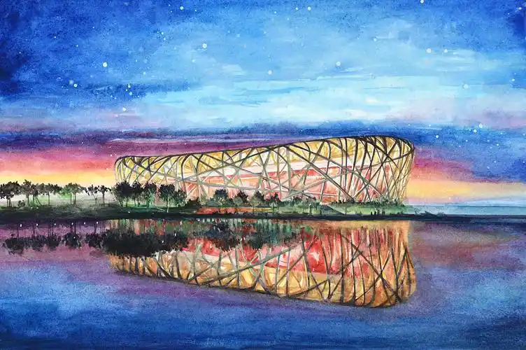 北京水彩风景建筑