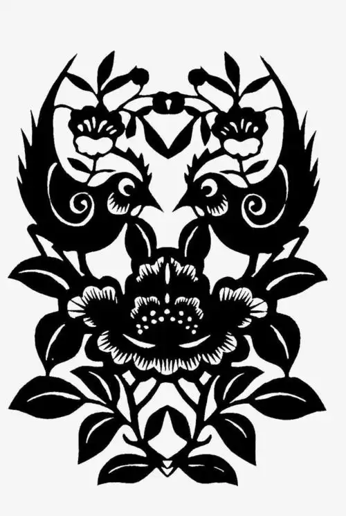 中国风小鸟花儿传统文化镂空剪纸素材【高清装饰元素png素材】-90设计