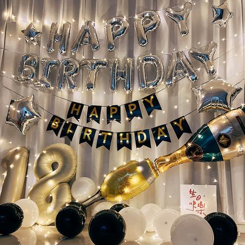 网红男孩女孩生日装饰场景布置男朋友18岁快乐派对背景墙气球用品