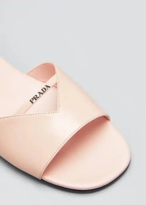 leather logo 平底凉鞋