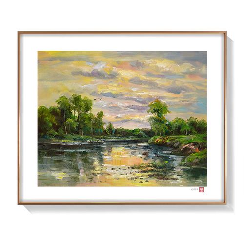 送装裱新锐艺术家阿良签章款风景版画简欧客厅餐厅玄关走廊装饰画挂画