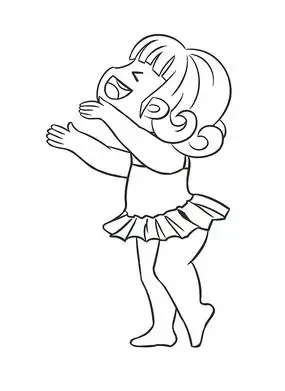 原创手绘人物卡通卷发小女孩赤脚简笔画