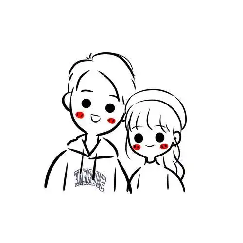 手绘简萌q版头像设计卡通情侣黑白线条简笔画涂鸦真人照片转手绘
