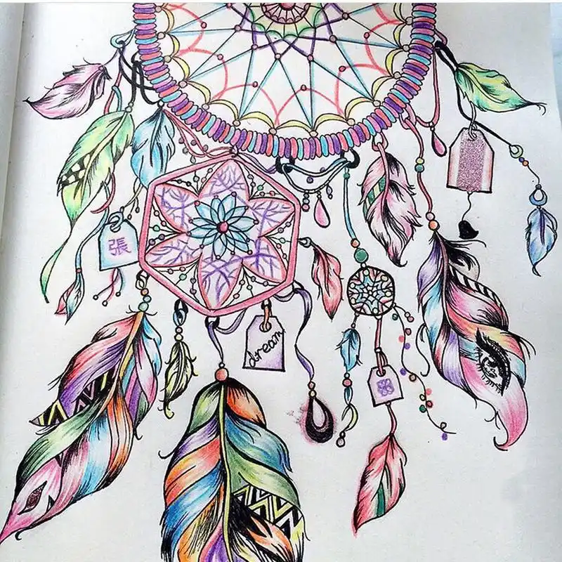 彩铅画##彩铅手绘#捕梦网 这张捕梦网的画灵感来源于ins~ 不过彩铅真