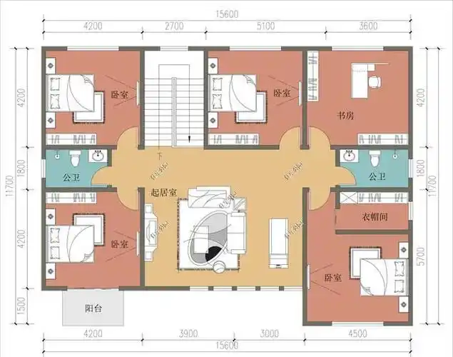 1511米二层农村别墅室内布局独立家人居住舒心惬意