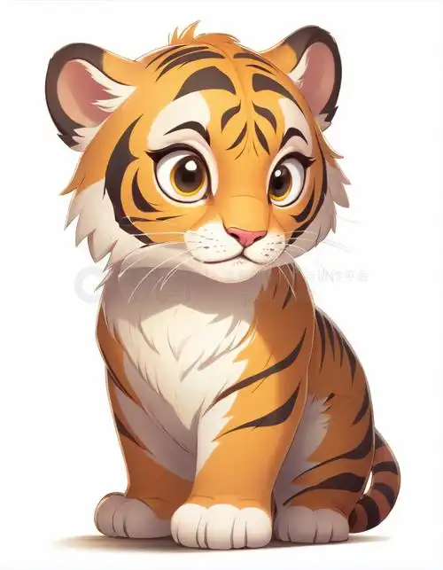 卡通萌萌的小老虎的插画