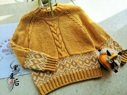 儿童棒针提花麻花毛衣