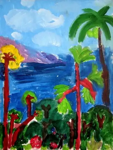 海边的风景/少儿绘画作品/儿童画/网络美术馆_中国少儿美术教育网